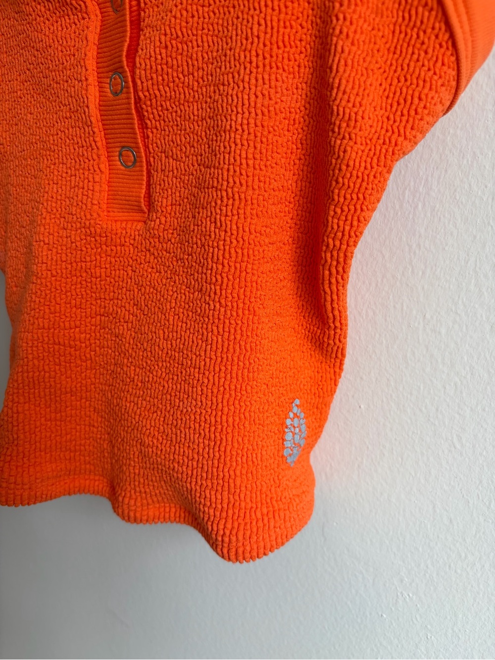 FP Movement by Free People Orange Ribbed Henley Tank with Crossed Back Straps - Picture 3 of 5